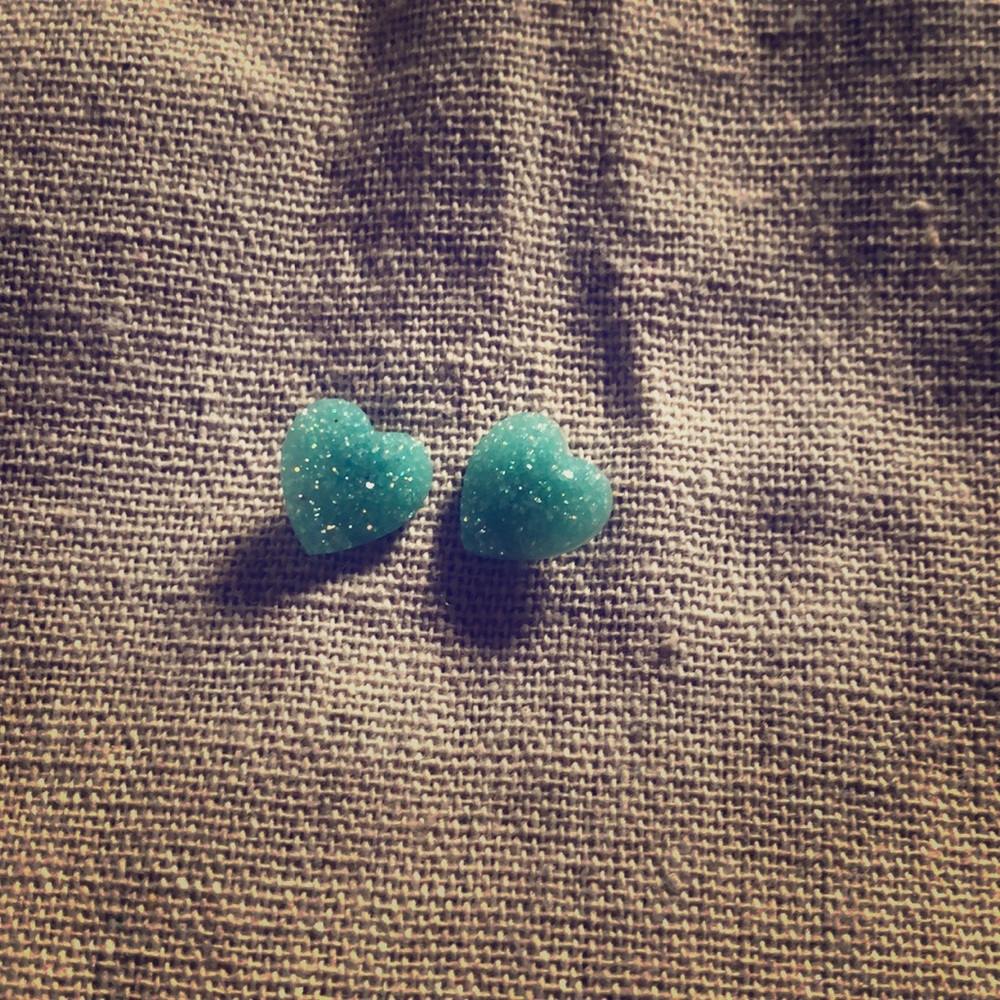 Blue heart earrings! NWOT!
